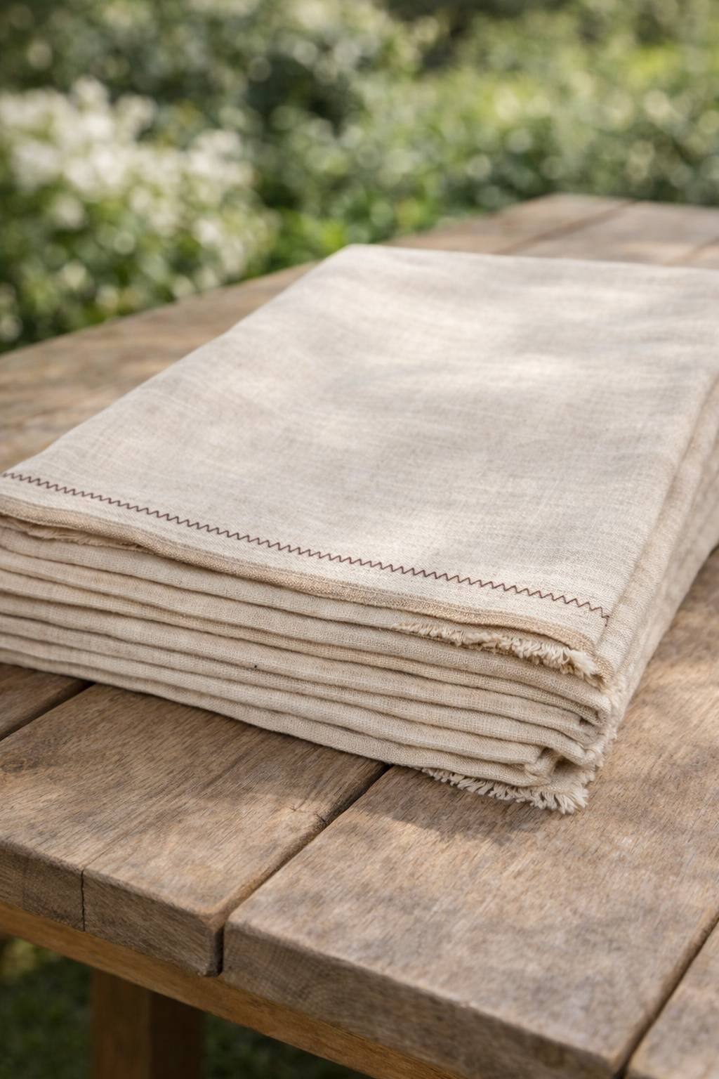 Nappe artisanale en lin Beige - Nina