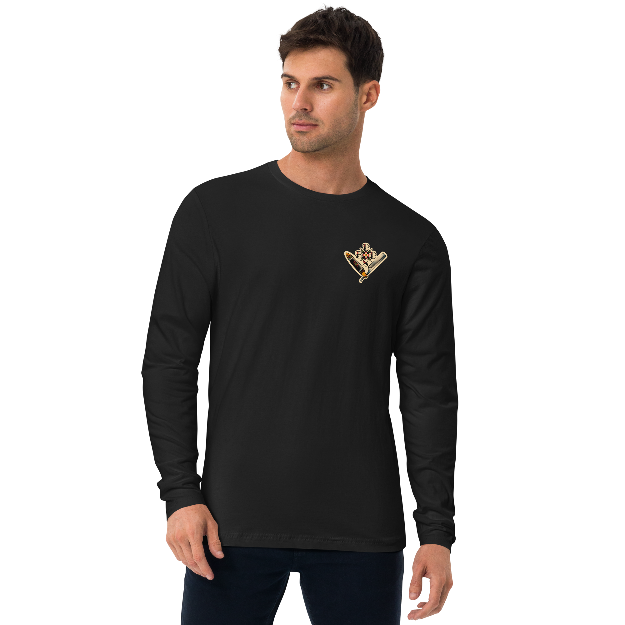 Barber Pole American Traditional Long Sleeve Fitted Crew