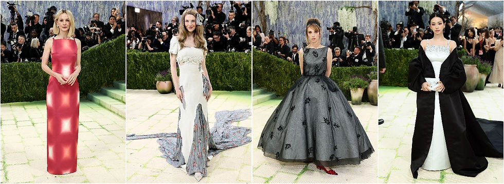 Carey Mulligan, Hunter Schafer, Maya Hawke e Karina al Met Gala 2026 in Prada