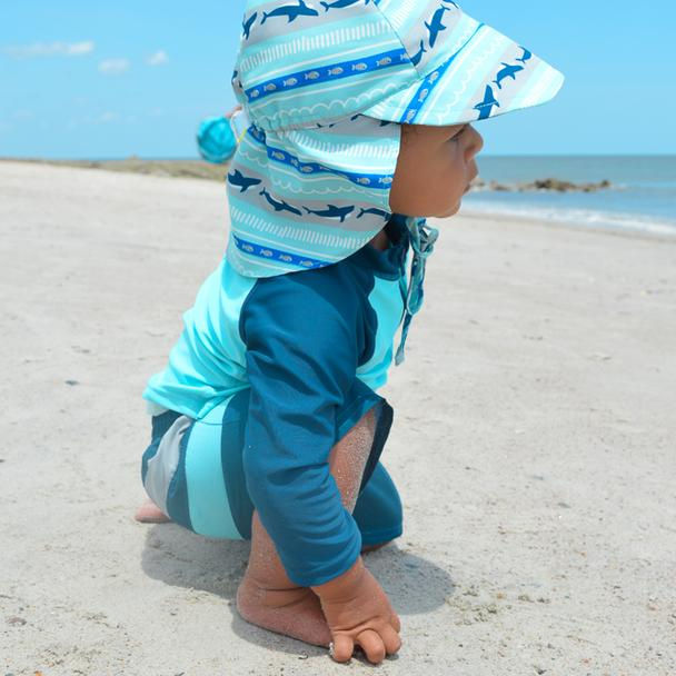 Thumbnail: Swim Trunks with Swim Diaper - Navy/Aqua