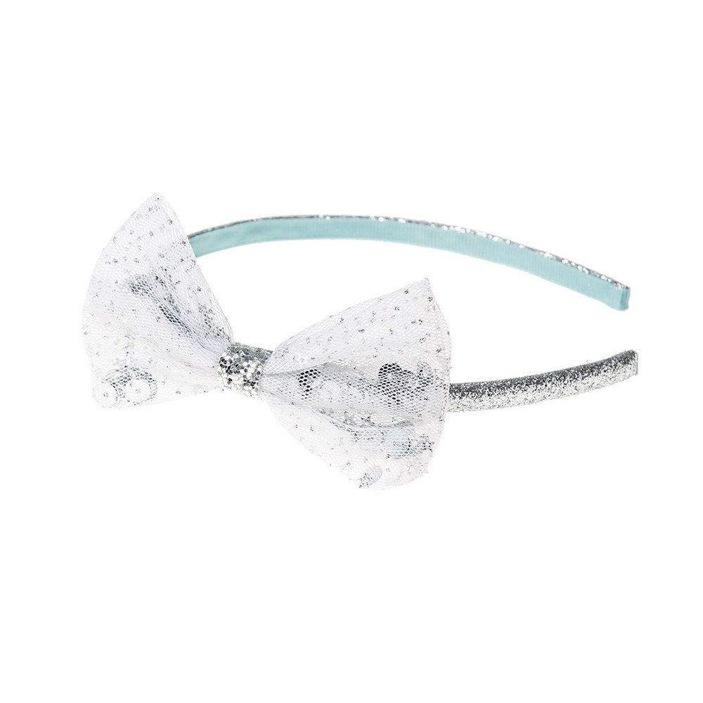 Sequin Bow Alice Band Silver
