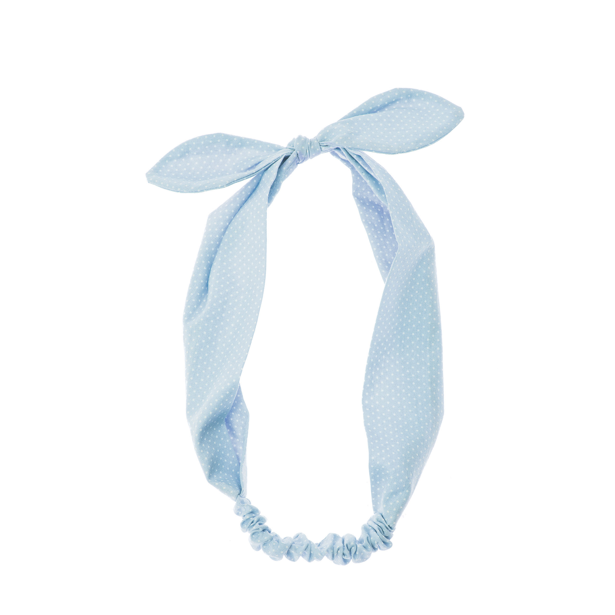 Spotty Bow Head Band Blue