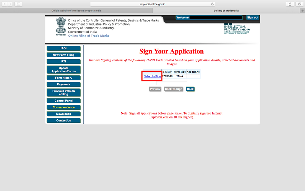 Trademark Application Form TM-A