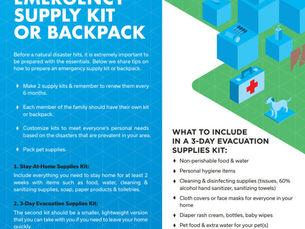 Tips on Preparing an Emergency Supply Kit or Backpack
