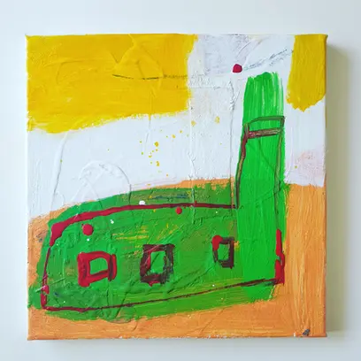 잠수함 Submarine, 27 x 27cm,  acrylic on canvas, 2021 