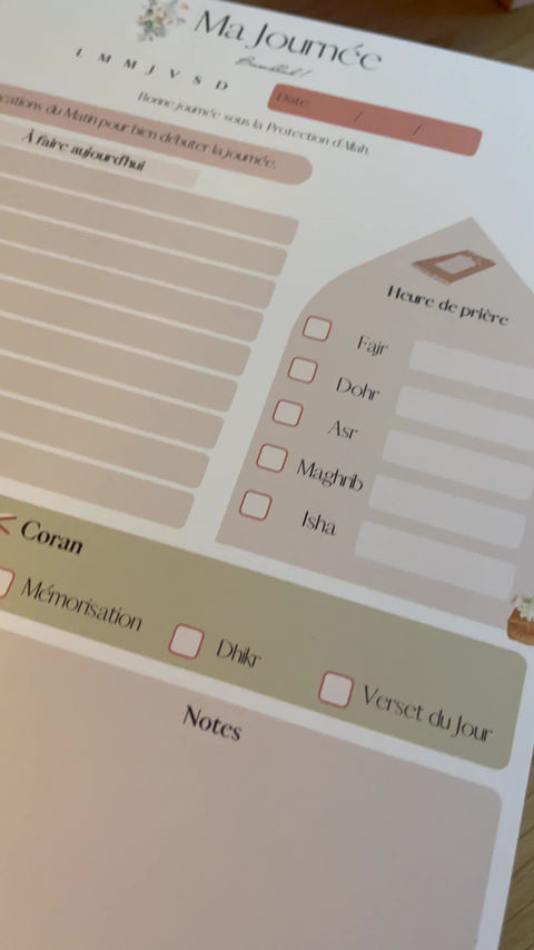 Miniature : Planning journalier