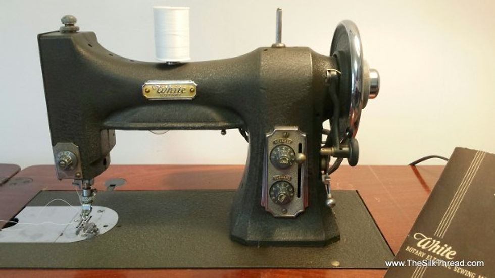 Close up of White Series 77 sewing machine