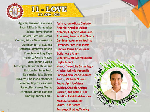 List of students in Grade 11 - Love