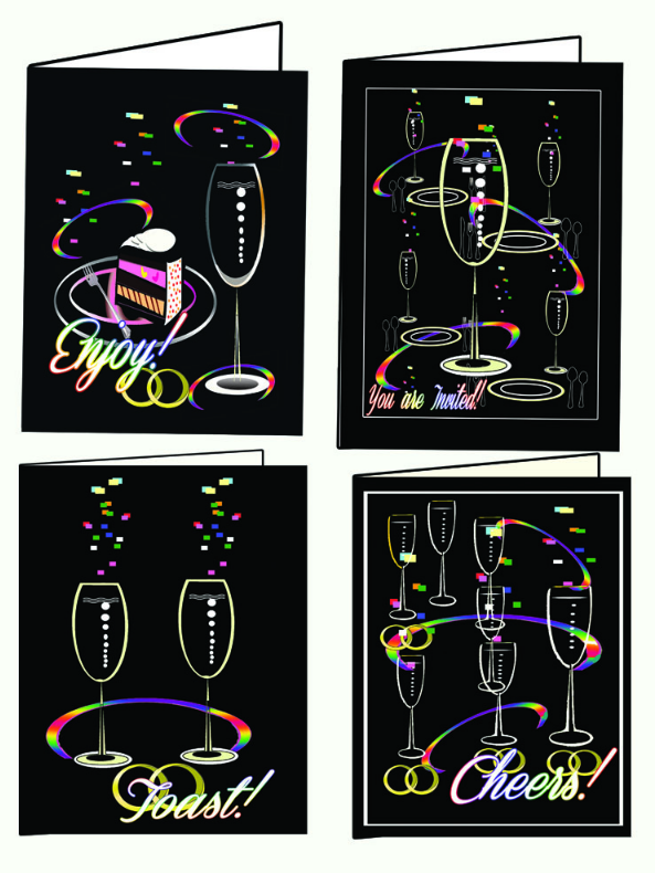 Champagne Glasses Celebration Cards