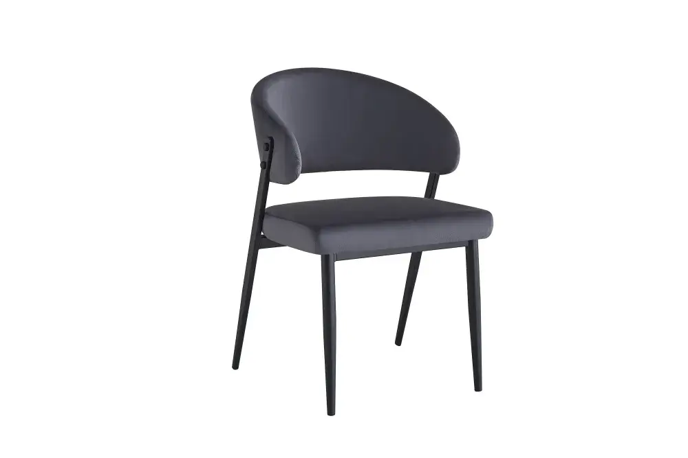 CHAISE LAMIA PIEDS NOYER VELOURS ANTHRACITE