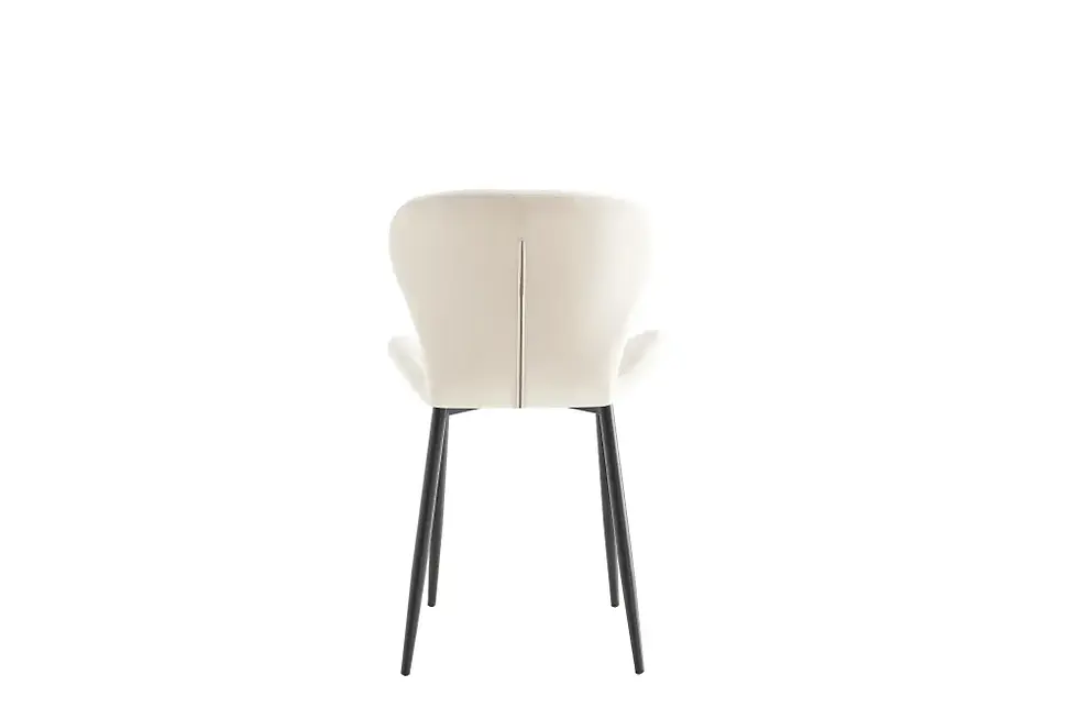Miniature : CHAISE COLONNA PIEDS METAL NOIR TISSU VELOURS BEIGE