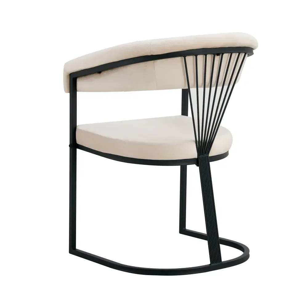 CHAISE AVEC ACCOUDOIR BRITTANY METAL NOIR VELOURS BEIGE