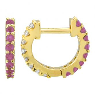 Pink Sapphire and Diamond Huggies