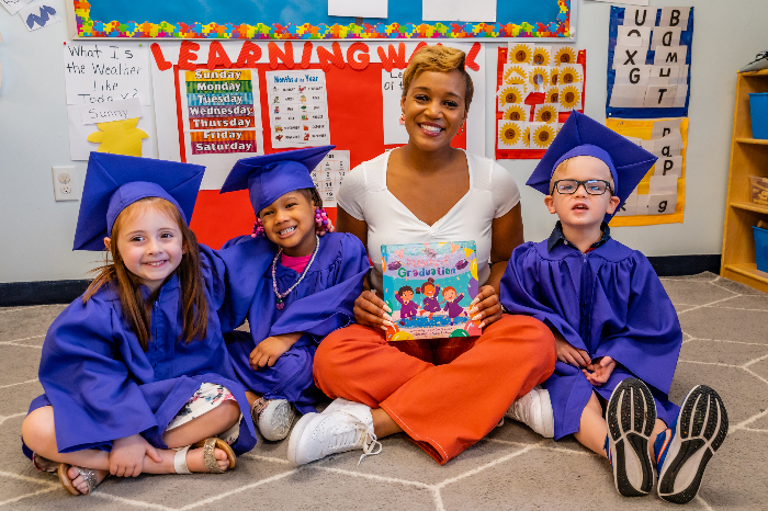 Child reading a colorful educational book
