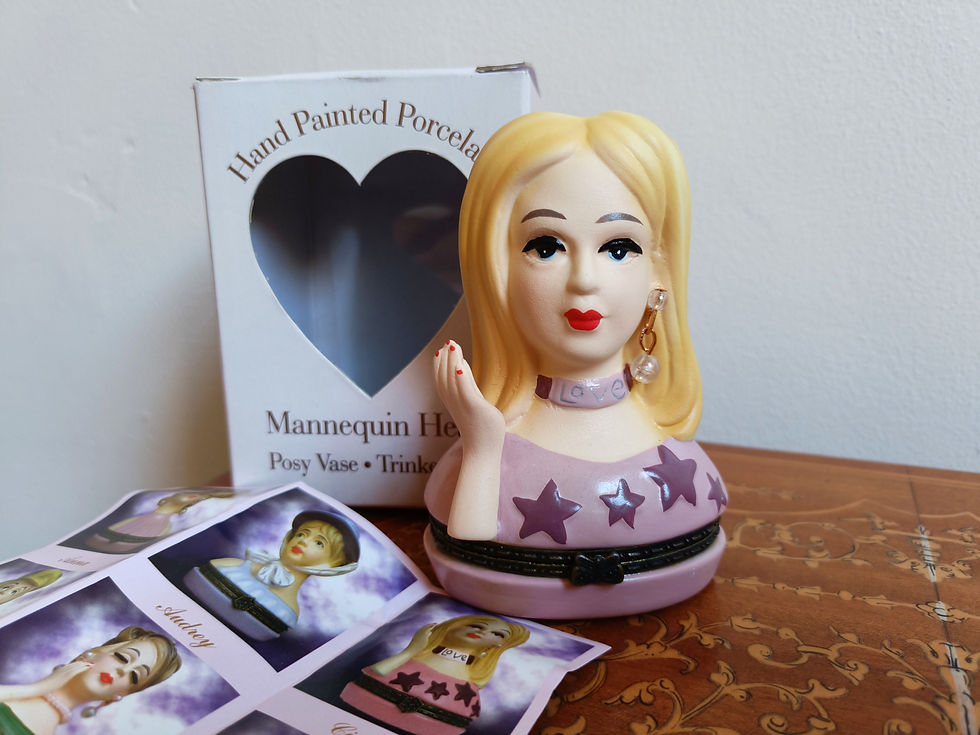 Thumbnail: Vintage Porcelain Lady Head Mini Vase / Trinket Box - mid century mod style