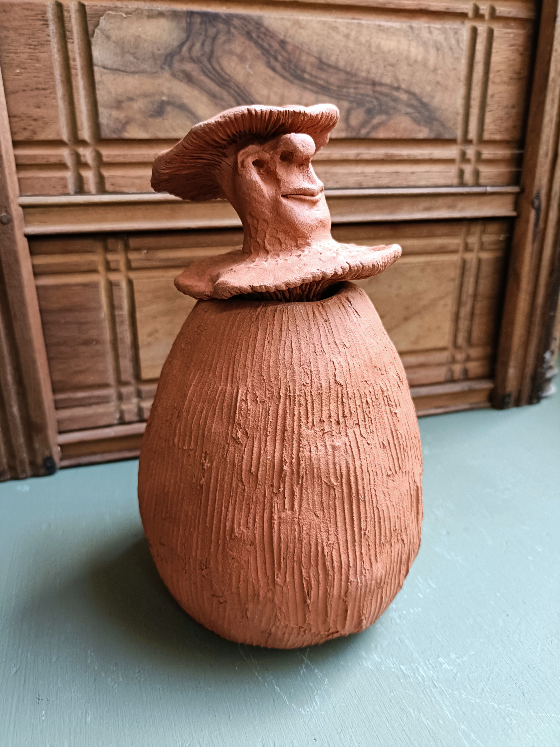 Handmade Mushroom Watering Olla /Jar