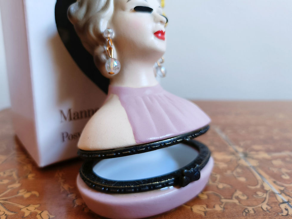 Thumbnail: Vintage Porcelain Lady Head Mini Vase / Trinket Box - mid century mod style