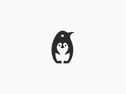 Negative space penguin logo