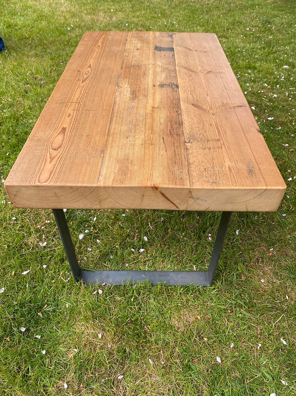 Reclaimed Joist Coffee Table with Metal Legs