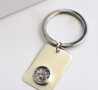 ashes in glass silver dog tag keyfob_edi