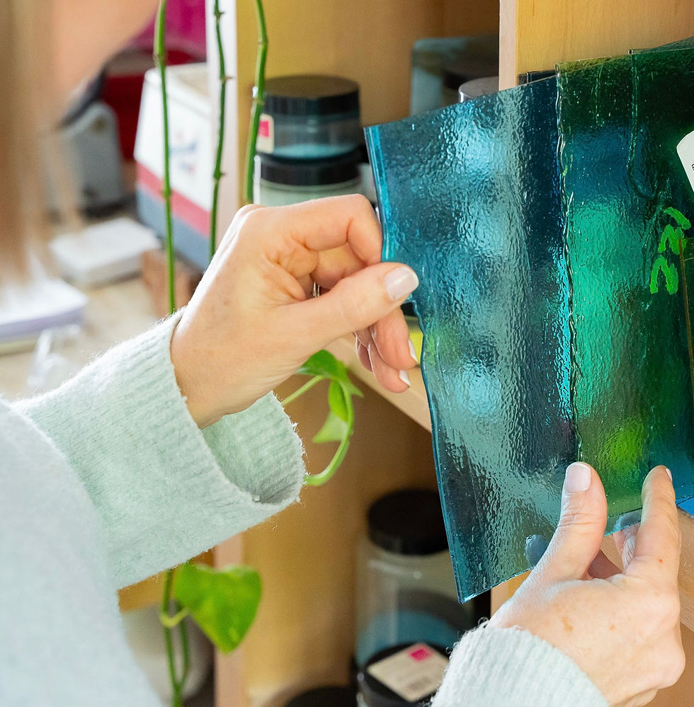 selecting glass in the workshop