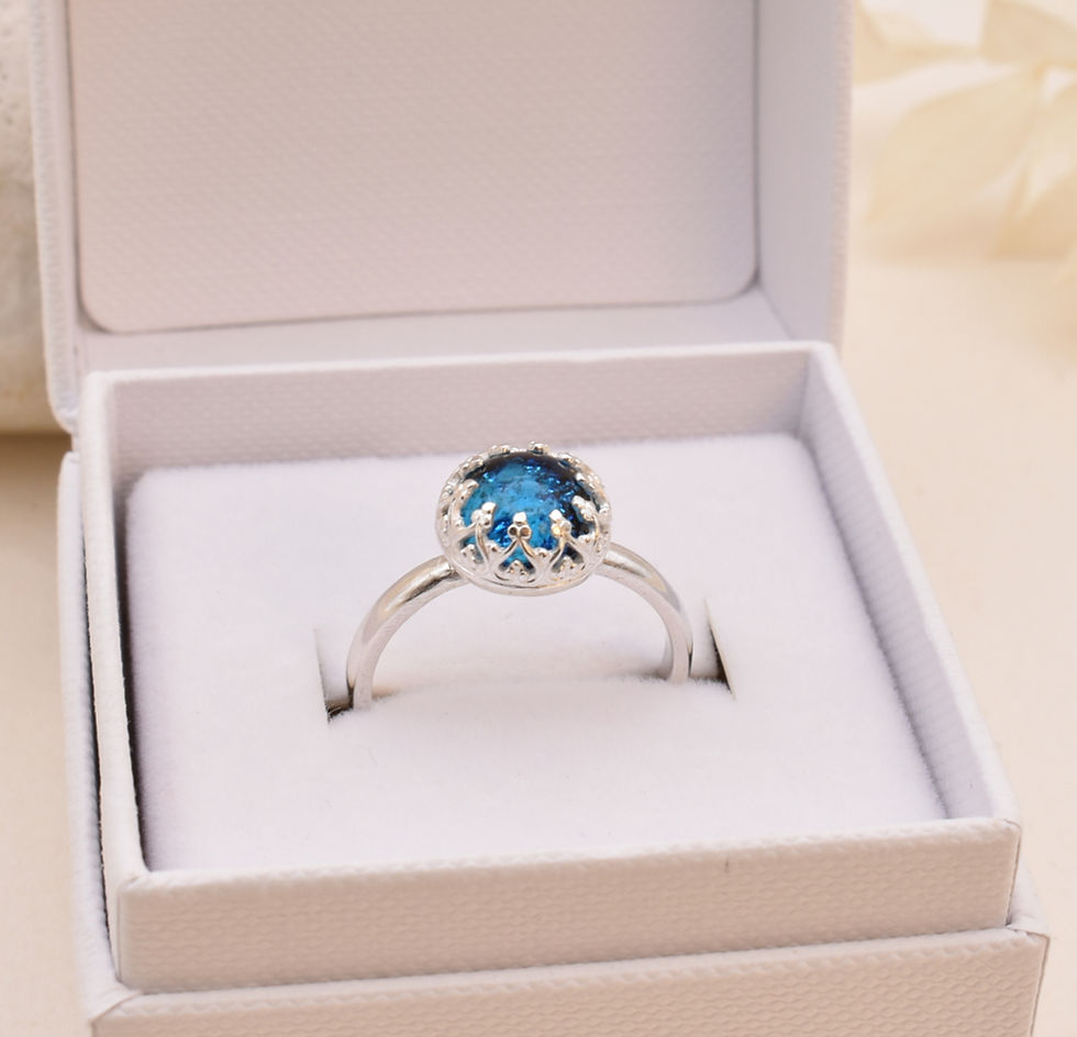 Thumbnail: Ashes in glass round memorial ring