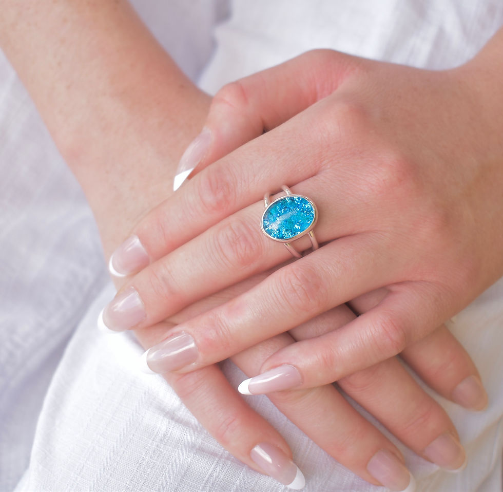 Thumbnail: Ashes in glass statement ring
