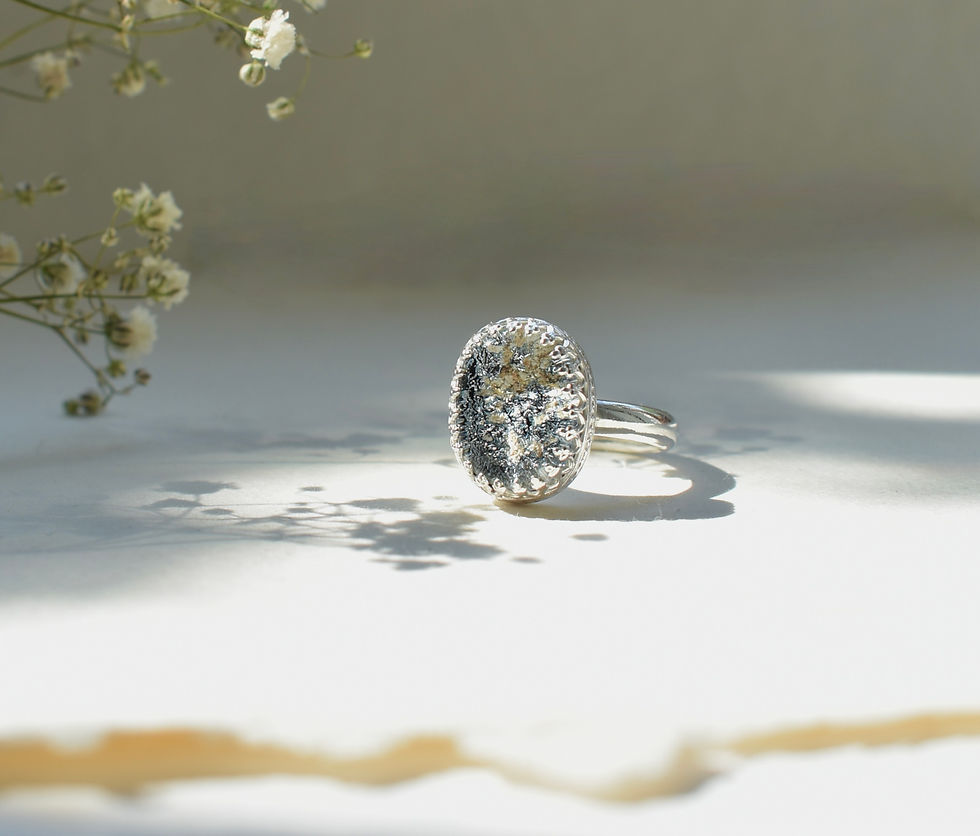 Thumbnail: Ashes in glass oval silver ring