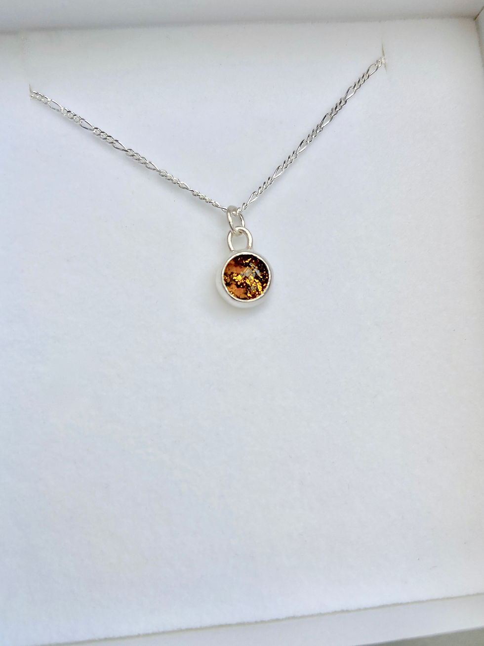 Thumbnail: ashes jewellery, ashes in glass jewellery, small round silver ashes necklace