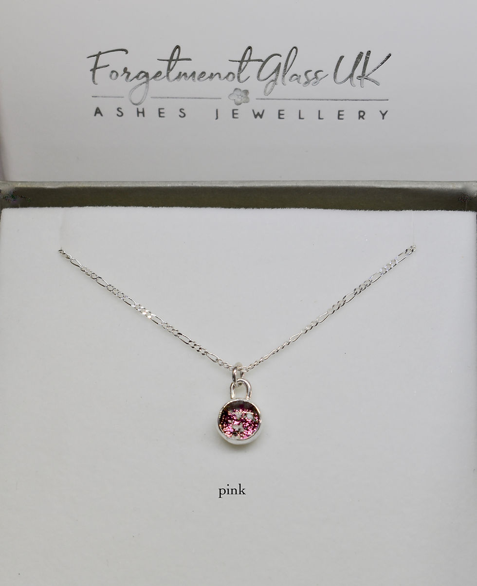 small round ashes in glass necklace