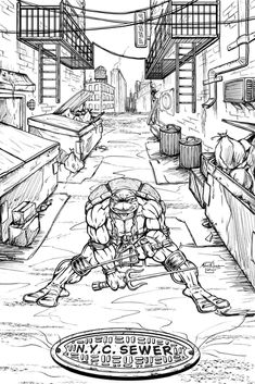 Raphael in the Alley - Inks Only - August 2025