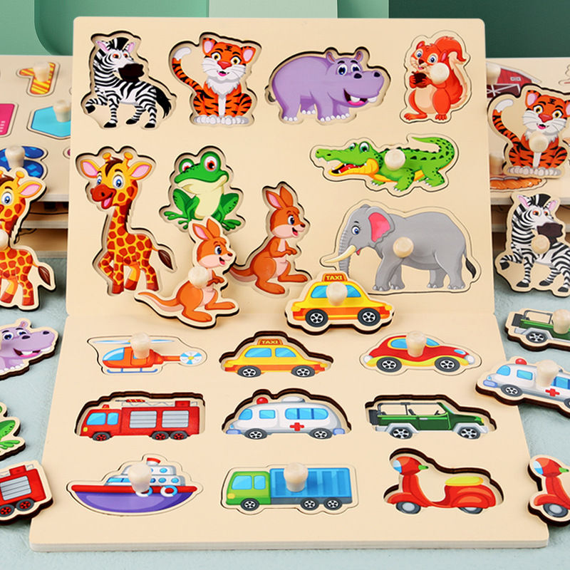 Children Wooden Puzzle Montessori Toys For Baby Kids 1 to 2 3 Years Old Kids Han