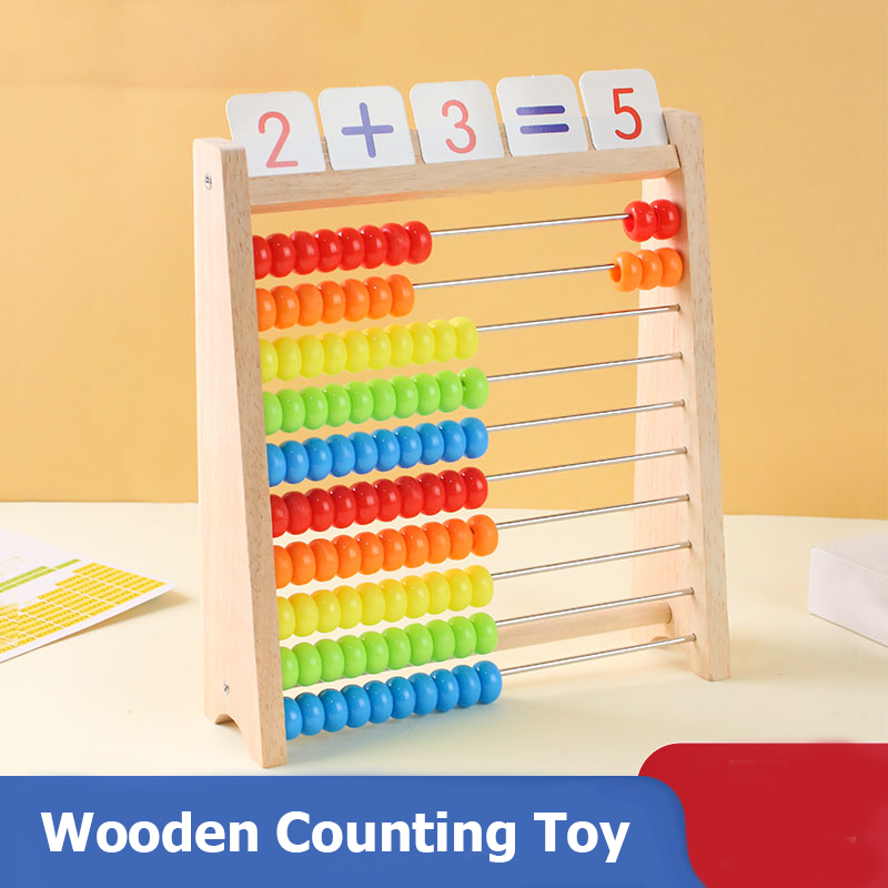 Wooden Counting Toy Abacus Montessori Education Math Toy Children Rainbow Counti