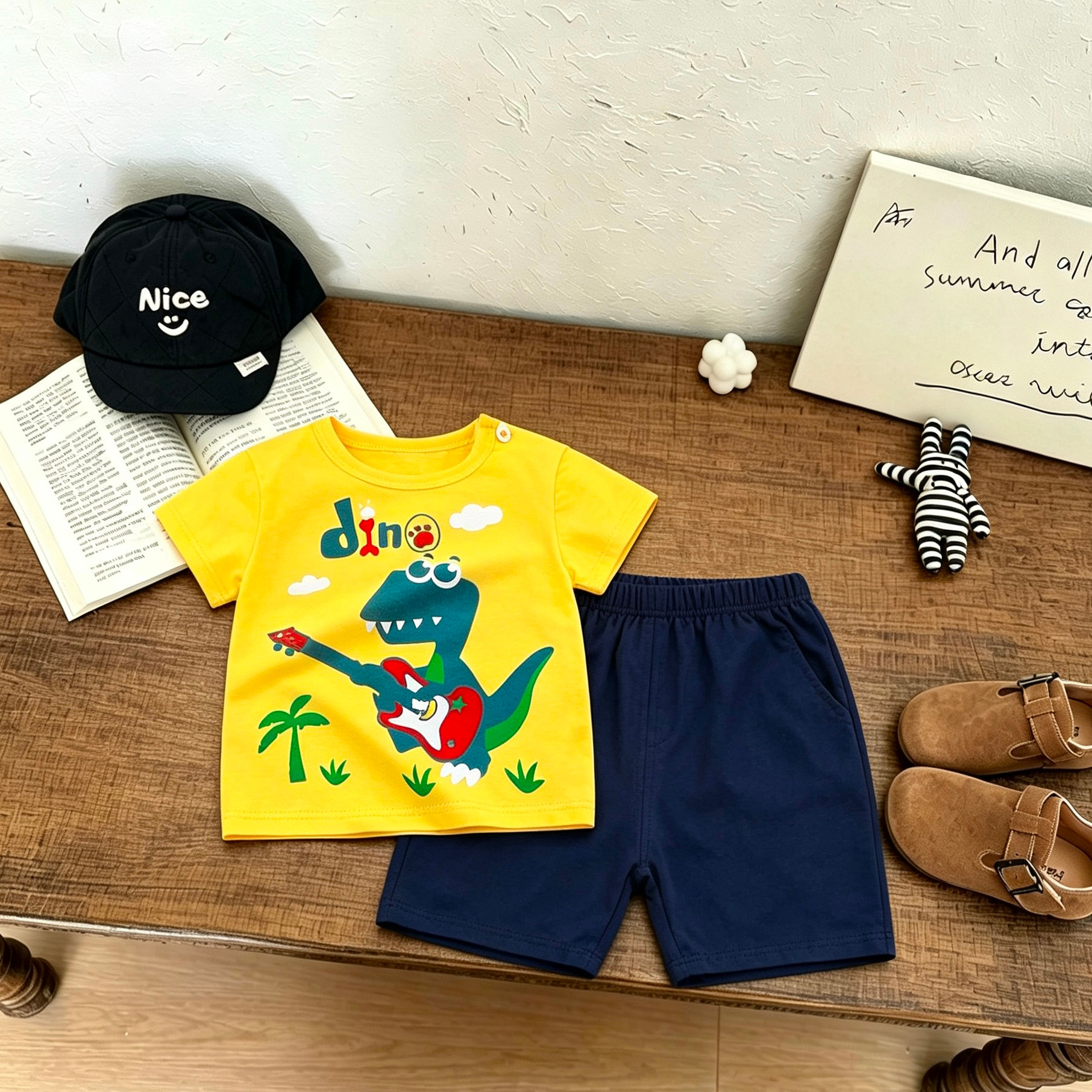 Fashion Summer Clothes Short-sleeved Tracksuits Cartoon Tshirt+Shorts Cartoon Te
