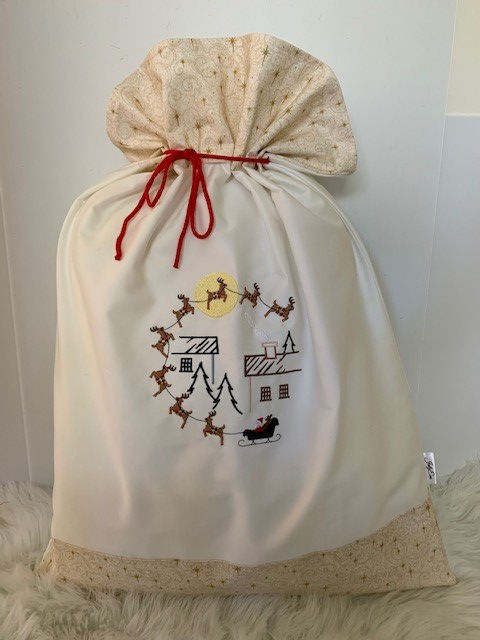 Thumbnail: Santa sack - Flying reindeers design