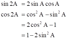 SQA Higher Maths Formula Sheet Double Angle Formulae