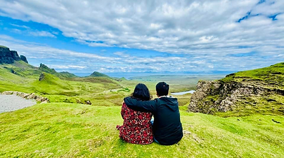 image of two people admiring the views from the quarrying, Isle of Skye