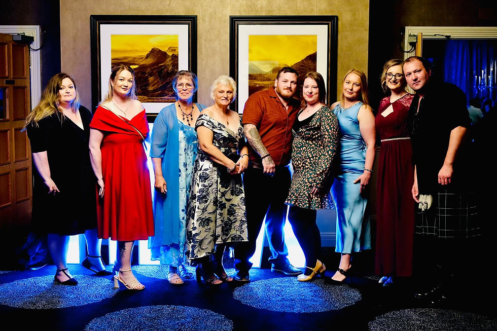 Photo taken of me (Third from the right) at the Highland Business Woman awards alongside some friends and family.