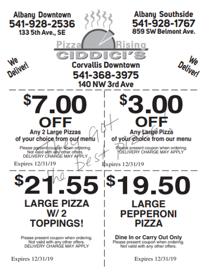 Coupons | Ciddici's Pizza