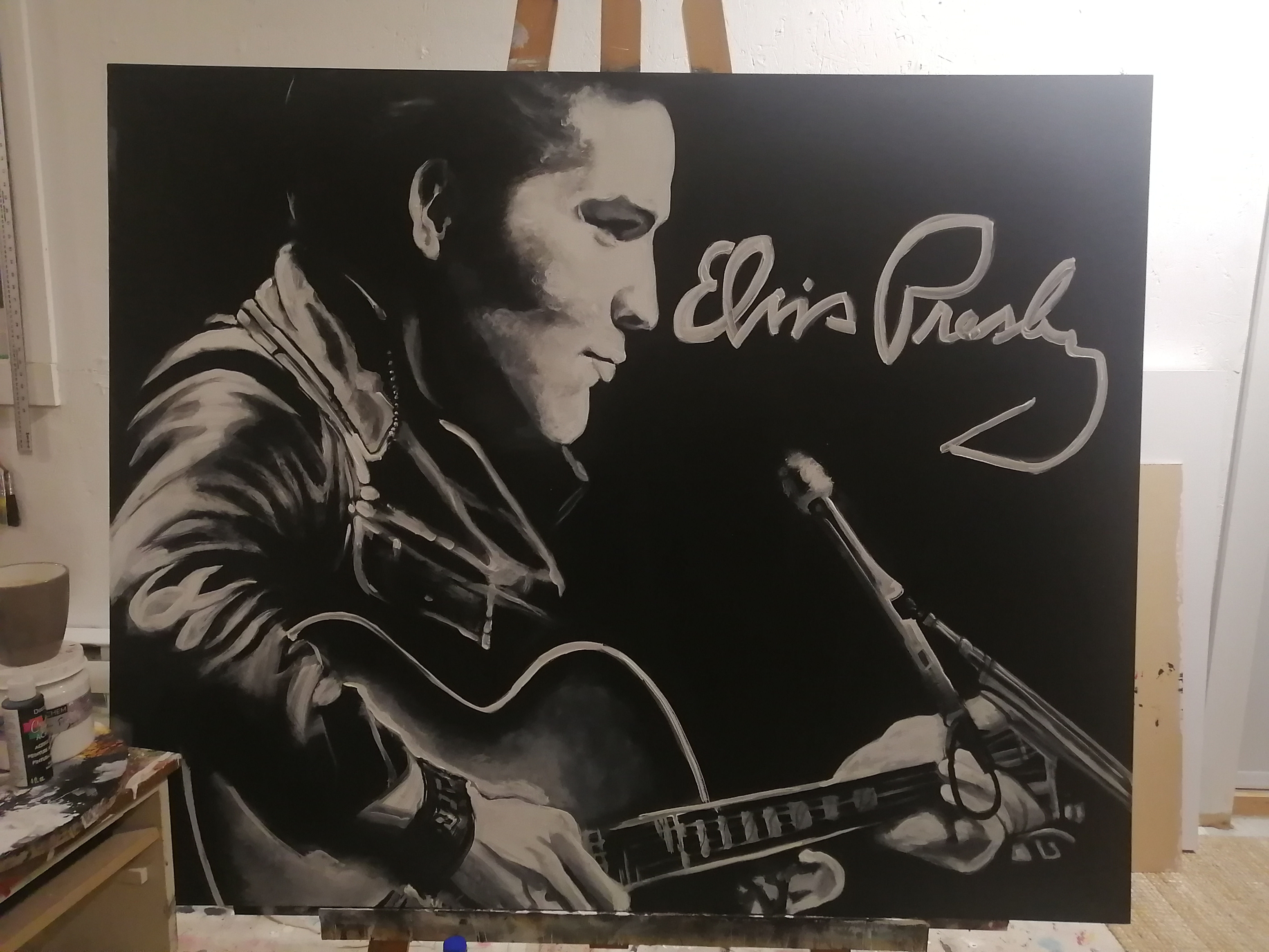 Acrylique sur bois, Elvis ,prix sur demande 