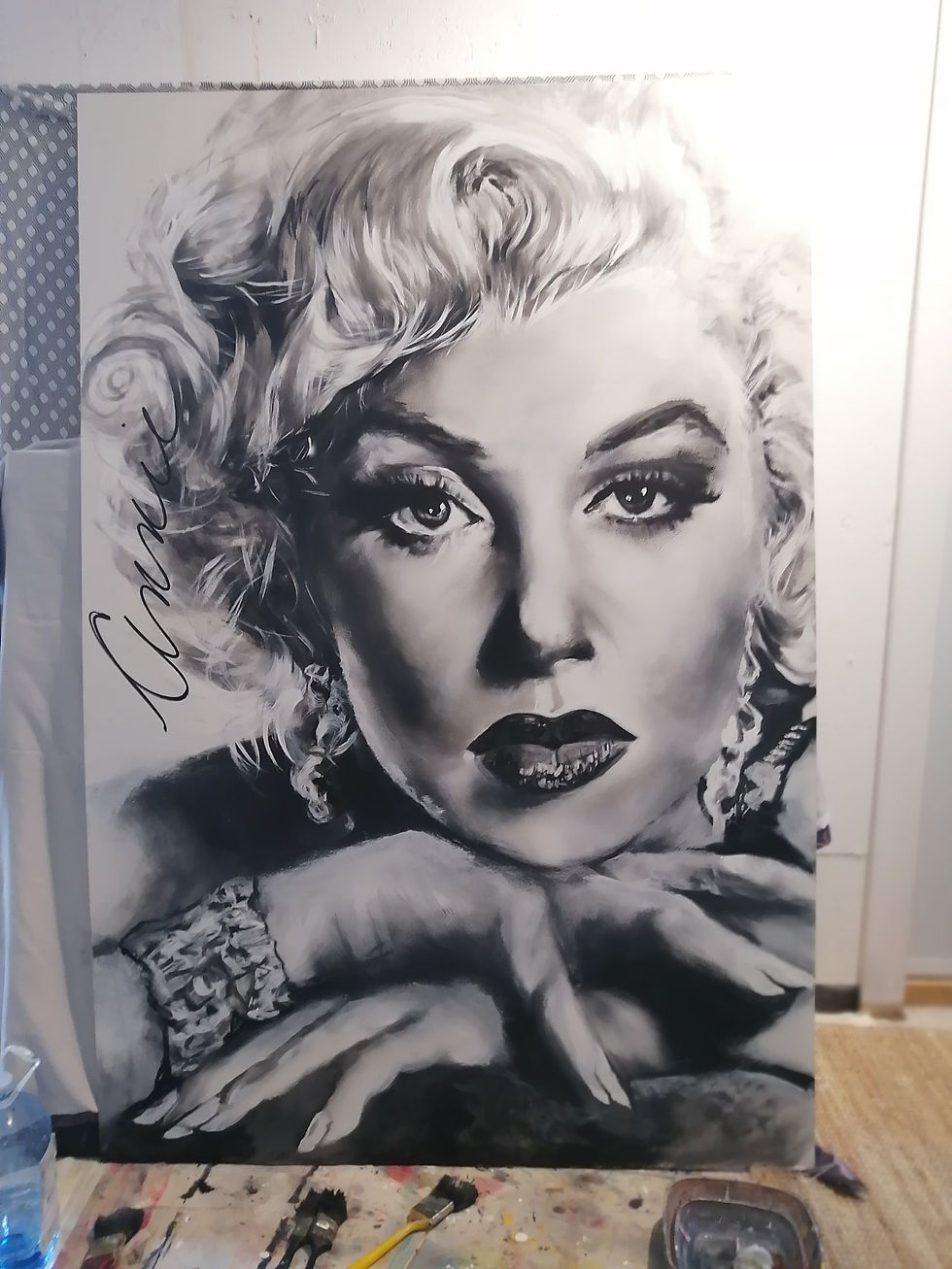 Miniature : Acrylique sur bois, Marylin , prix sur demande 