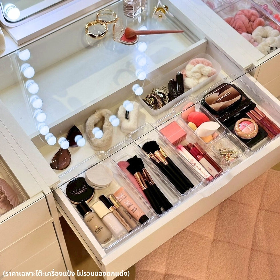 ภาพขนาดย่อ: โต๊ะเครื่องแป้ง 150 ซม. พร้อมกระจกโค้ง 52 ซม. รุ่น Vanity สีขาว
