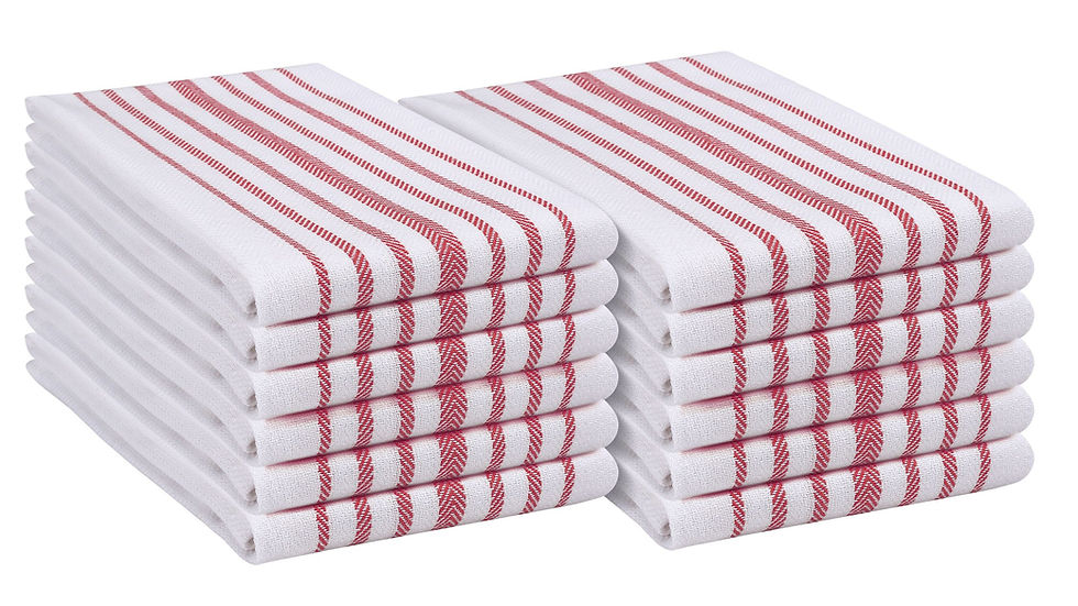 Thumbnail: Native Fab Scandia Stripe Kitchen Towels 12 Pack