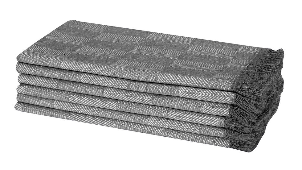Thumbnail: Native Fab Check Dinner Napkins Fringes 6 Pack