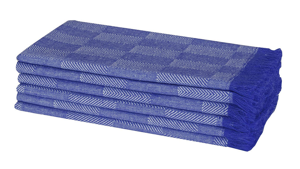 Thumbnail: Native Fab Check Dinner Napkins Fringes 6 Pack