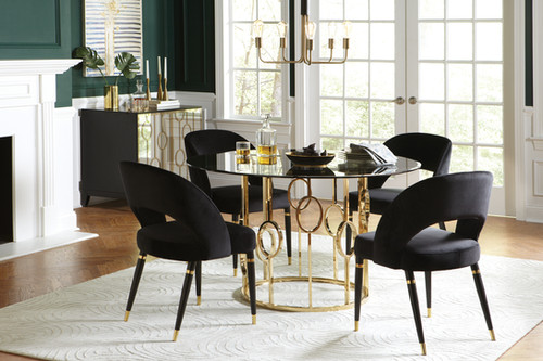 Lindsey 5-Piece Round Dining Set Sunny Gold And Black Decoreza