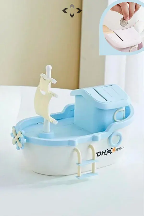 Thumbnail: Large Pirate Ship Piggy Bank – Unbreakable ABS Coin Bank for Kids