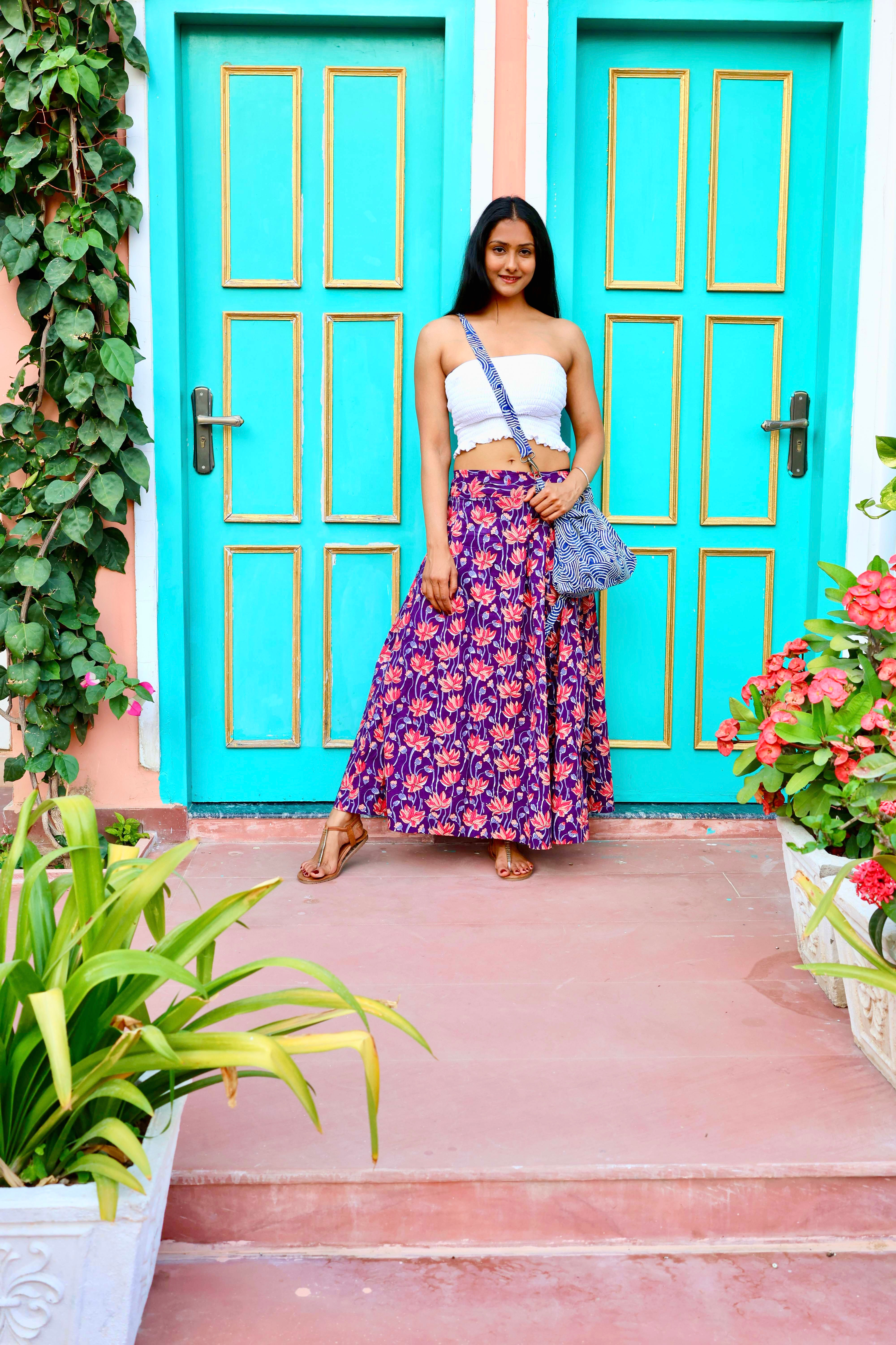 Jupe longue Amarante mauve