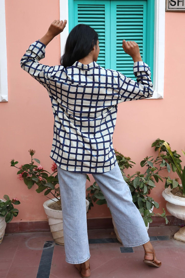 Miniaturbild: Chemise Aubépine carreaux bleus