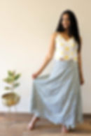 Thumbnail: Jupe longue portefeuille Grenade bleu doré